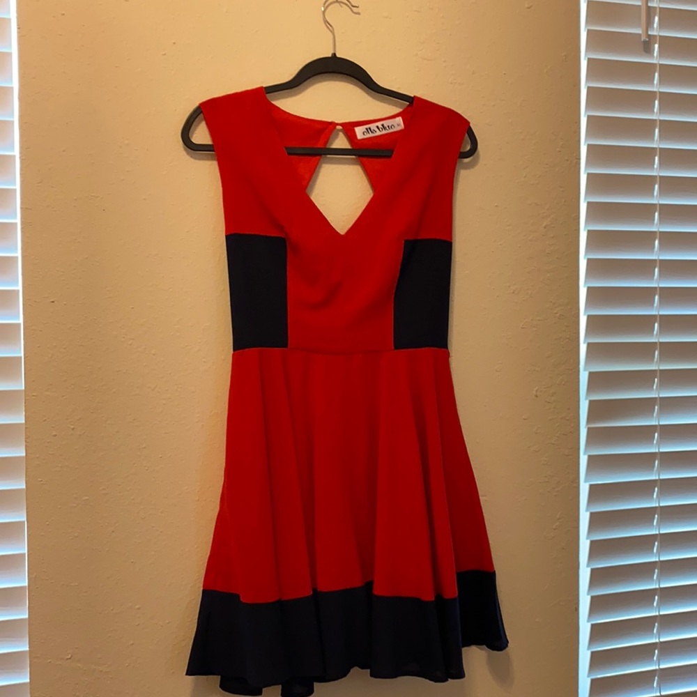 Ella Blue Open back lightweight A-line dress
